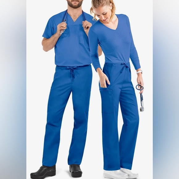 New! Royal Blue Unisex Drawstring Nurse Scrubs - Picture 2 of 6
